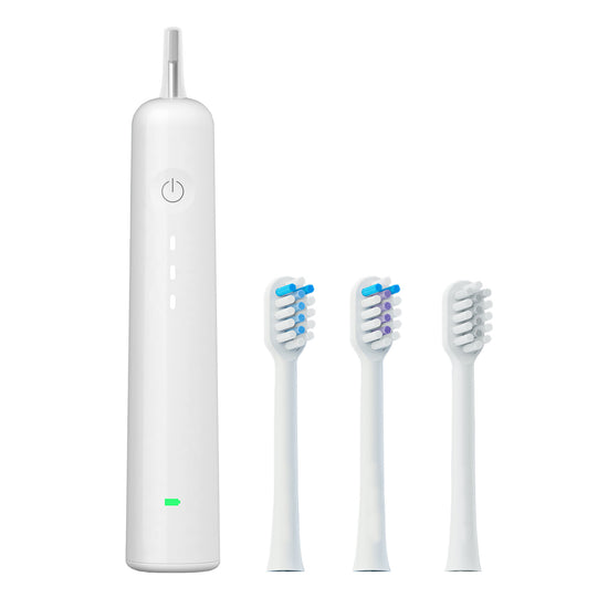 Electric Toothbrush with Ultra-Soft Gum Guard Brush Heads - IPX7 Waterproof, Ergonomic Design(white)