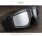 Retro Motorcycle Goggles - Windproof, UV400 Protection, Anti-Impact PC Lenses with Leather Frame(Black leather silver lens)