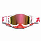 Pro Motocross Goggles - Windproof, UV400 Protection with TPU Frame & PC Lens, Adjustable Strap(White frame,red lens)