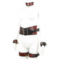 Adjustable PU Leather Bondage Restraint Set - Collar, Waist Belt, Hand & Leg Cuffs with Connectors(red)