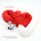 Extra Long Faux Fur Tail with Metal Anal Plug - Playful Cosplay & Adult Novelty Accessory(White and red-large)