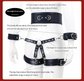 Full Body PU Leather Bondage Restraint Set with Collar, Leash, Cuffs & Harness - Adjustable Adult Play(Pink)