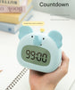 Cute Animal Digital Alarm Clock with Night Light, Temperature & Countdown Timer(Pink salamander)