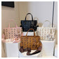 Chic Print Tote Bag with Bear Charm - Versatile Handbag & Crossbody(Brown)