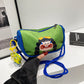 Whimsical Cartoon Girl Crossbody Bag - Lightweight Canvas with Adjustable Rope Strap & Flower Charm(Fruit green)