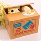 Adorable Cat Stealing Coin Piggy Bank - Automatic Money Saving Box for Kids & Adults(English yellow cat)
