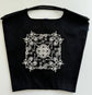 Printed Canvas Tote Bag - Water-Resistant, Large Capacity Shoulder Bag with Intricate Pattern(Black Cashew Flower)