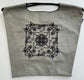 Printed Canvas Tote Bag - Water-Resistant, Large Capacity Shoulder Bag with Intricate Pattern(Dark grey cashew flower)