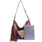 Bohemian Style Canvas Hobo Bag with Tassels & Geometric Print - Large Capacity Shoulder Bag(Khaki)