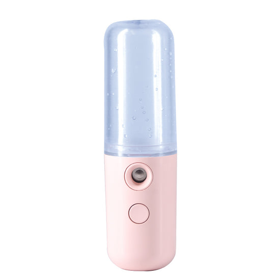 Two Portable Nano Facial Sprayer - 50ml USB Rechargeable Moisturizing Disinfectant Sprayer(Light pink)