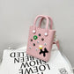 EVA Large Capacity Crossbody & Handbag - Customizable with Charms, Lightweight & Versatile,Pink (with DIY accessories)