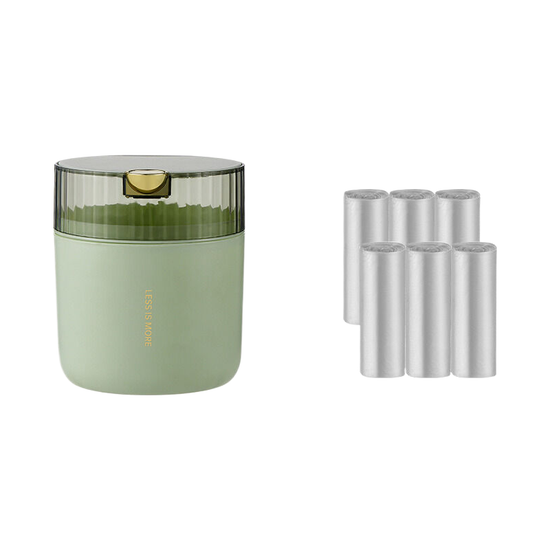 Light cedar green desktop trash can (standard 6-roll garbage bag) 14cm * 15cm (including button) * 16cm