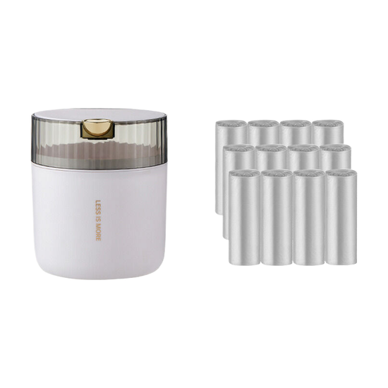 White desktop garbage bin (standard 12 roll garbage bag) 14cm * 15cm (including button) * 16cm