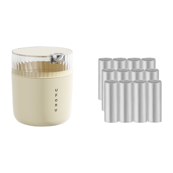 Cream white desktop garbage bin (standard 12 roll garbage bag) 14cm * 15cm (including button) * 16cm