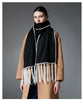 Black Contrast Edge & Tassel Scarf - Chic Autumn/Winter Neckwear (190x30cm)