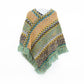 Light yellow-green Lightweight Chevron Knit Poncho for Women - Elegant Fringed Shawl Wrap