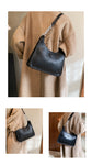 Black Chic PU Leather Shoulder Bag with Chain Strap & Whipstitch Detail