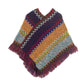 Purple yellow Lightweight Chevron Knit Poncho for Women - Elegant Fringed Shawl Wrap
