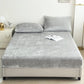 Light Gray Plush Crystal Velvet Fitted Sheet - Ultra Soft, Warm & Thick for Winter (99x190+36cm)
