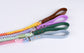 Premium Leather Pet Collar and Leash - Soft, Strong Braided Rope (Pink Purple - Size M)