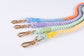 Premium Leather Pet Collar and Leash - Soft, Strong Braided Rope (Pink Purple - Size M)