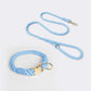 Handmade Rope Dog Collar and Leash Set - Colorful Woven Cotton Cotton (Sky blue - Size M)