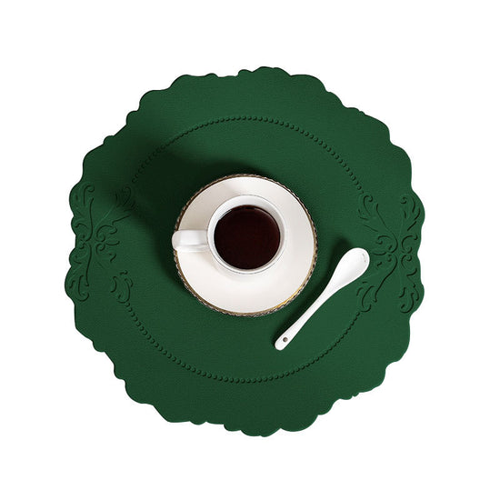 4 pcs Retro Faux Leather Placemat - Waterproof & Oil-Proof Dining Table Mat (Green)