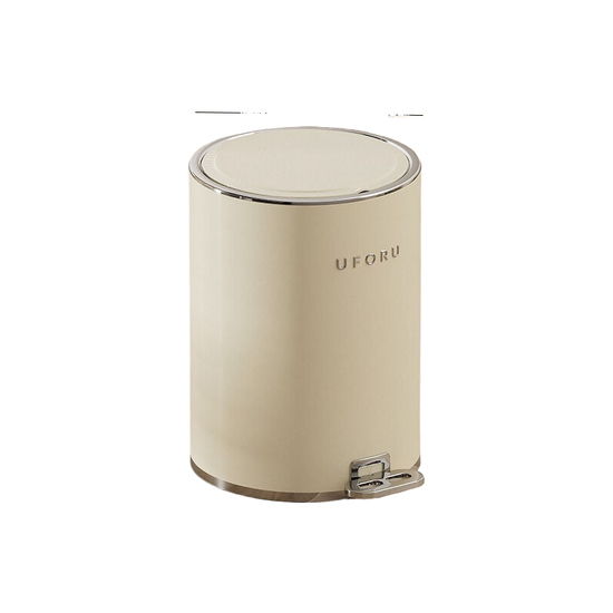 Milk white (silver plated) circular trash can 15L 23.8cm * 33.5cm