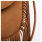 Grey Chic Bohemian Fringe Crossbody Bag - Suede-Look PU Leather with Braided Detail & Adjustable Strap