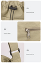 Black Chic Lightweight Nylon Drawstring Tote Bag - Multi-Pocket Casual Shoulder & Crossbody