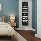 Black Heavy Duty 5-Tier Over-The-Door Hanging Organizer - Space-Saving Storage with Clear Windows & Mesh Pockets