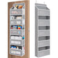 Grey Heavy Duty 5-Tier Over-The-Door Hanging Organizer - Space-Saving Storage with Clear Windows & Mesh Pockets