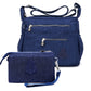 Dark Blue Versatile Womens Nylon Water-Repellent Crossbody Shoulder Bag Set with Matching Clutch Pouch - Lightweight & Multi-Pocket