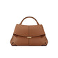 Brown Elegant Womens Genuine Cowhide Leather Top Handle Satchel - Chic Flap Crossbody Shoulder Bag