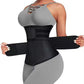 Size 5XL Black Womens Sweat-Enhancing Waist Trainer Belt - Dual Strap Zipper Tummy Control Cincher for Workout & Postpartum Shaping