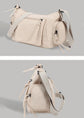 Beige Chic Lightweight Multi-Pocket Oxford Crossbody Bag - Waterproof Retro Shoulder Bag for Women