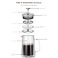 Transparent Elegant Ribbed Double Wall Glass French Press - 350ml Heat Resistant Coffee and Tea Maker with Stainless Steel Filter