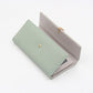 Green Elegant Ladies Long PU Leather Wallet - Slim Clutch with Leaf Charm, Multi-Card Holder & Organizer