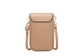 Beige Chic Quilted Crossbody Phone Bag - PU Leather Mini Purse with Floral Stitching & Adjustable Strap