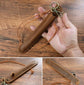 Coffee Vintage Top-Grain Leather Pen Sleeve Holder with Neck Strap - Protective Single Pen Case