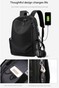 Black Modern Anti-Theft Laptop Backpack with USB Charging Port - Water-Repellent Travel & Business Bag for 15.6 Inch Laptops