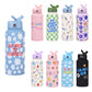 Style 23C White and Blue Vibrant Fun Print 1L Stainless Steel Insulated Water Bottle - 32oz Large Capacity with Straw Lid & Carry Handle - BPA-Free