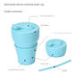 2 Pcs Dark Blue 350ml Collapsible Silicone Travel Cup - Portable, Leak-Proof & Food-Grade Drinking Mug with Lid, Insulating Sleeve & Straw