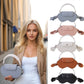 Pink Chic PU Leather Crossbody Storage Bag for Apple AirPods Max - Protective Case with Ruched Fabric Strap & Top Handle