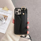 Black Chic PU Leather Crossbody Wallet Case for iPhone 16 Pro Max - Card Holder with Detachable Strap & Finger Ring Grip