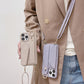 Black Chic PU Leather Crossbody Wallet Case for iPhone 16 - Card Holder with Detachable Strap & Finger Ring Grip