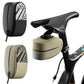 Khaki Compact Bike Saddle Bag - Quick-Release Water-Resistant Tail Pouch with Reflective Accents