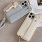 Beige Chic PU Leather Crossbody Wallet Case for iPhone 16 Pro - Card Holder with Detachable Strap & Finger Ring Grip