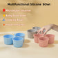 2 Pcs Blue 3-Compartment Silicone Bowl - BPA-Free, Microwave & Air Fryer Safe for Eggs, Baking & Food Storage