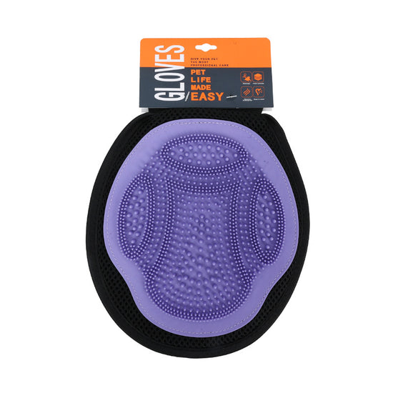 Purple 3-Pack Gentle Pet Grooming Glove - Deshedding, Bathing & Massage Mitt for Dogs & Cats, Breathable & Adjustable